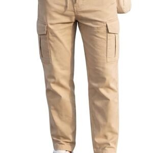 Louis Philippe Men's Relaxed Straight fit Cuffed Bottom Hem for Jog & Travel Friendly with Multi Usage Pockets Casual Trouser