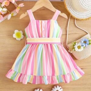 SHRIMATE Apparels Summer Dress for Baby Girl/Frocks for Baby Girl/Baby Frocks Girl Poly Rayon/Casual Dress Short Flutter Sleeve